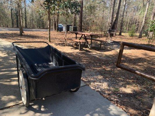 Cart for hauling belongings.