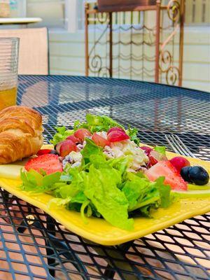 Chicken Salad, Croissant and Peach Iced Tea.