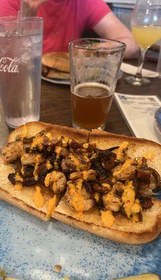 Shrimp and Conecuh grilled sandwich