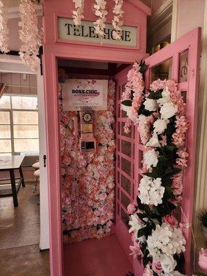 Pinked out phone booth