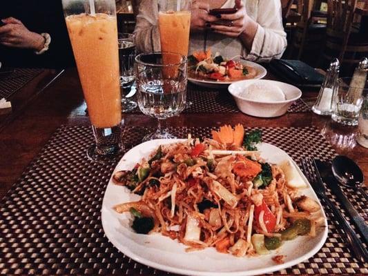 Vegetable Pad Thai and Thai iced tea!