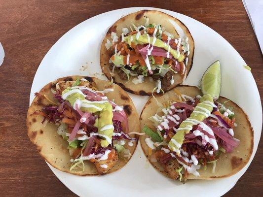 Two fish and one asada tacos