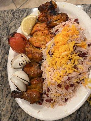 Game hen with zareshk Polo. Love the rice, the barberries are so sweet and tart.