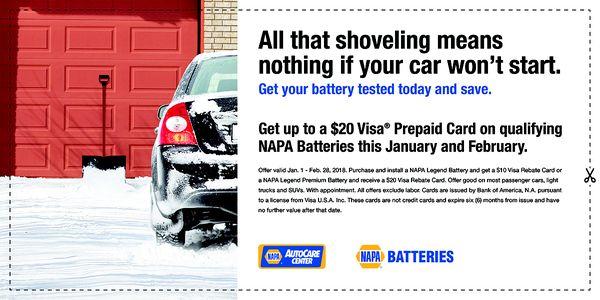 2018 battery special @ ALL AUTO SERVICE Lansing, Mi 48912. Save up to $20 on a NAPA BATTERY just in time for the cold weather.