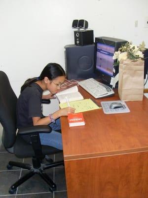 quiet work area and internet for customers.