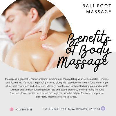 Bali Foot Massage
 15440 Beach Blvd #132, Westminster, CA 92683
 Call us at 714-894-5438