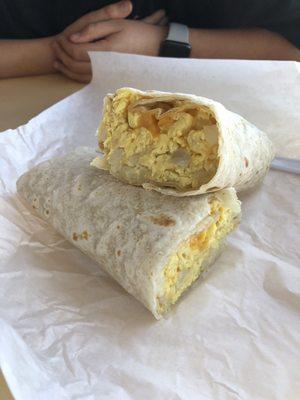 Potato, egg, and cheese breakfast burrito