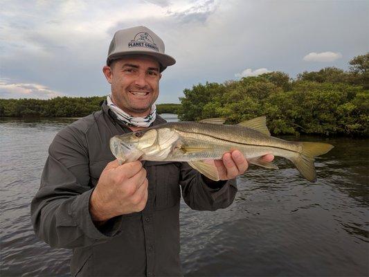 Mack is all smiles after landing this nice snook