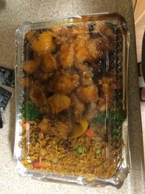 Orange chicken dinner