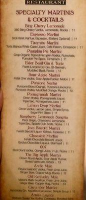 Drink menu