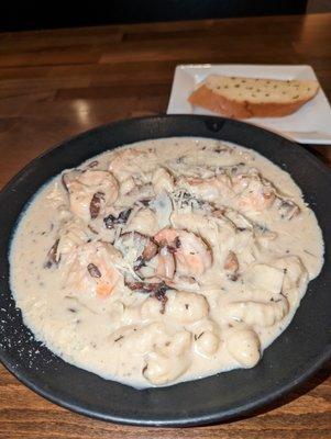 Mushroom Gnocchi with shrimp