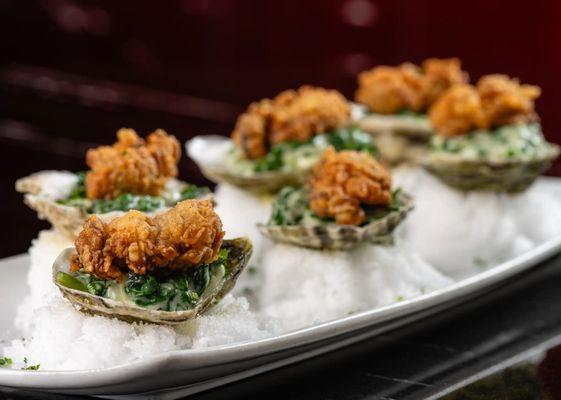 Rockefeller Oysters - Crispy Oysters with Creamed Spinach