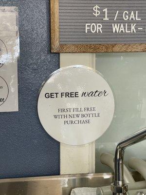 free water with new bottle purchase