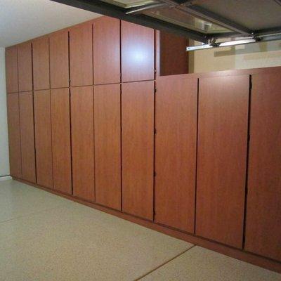 Sunset garage cabinets with adjustable shelves