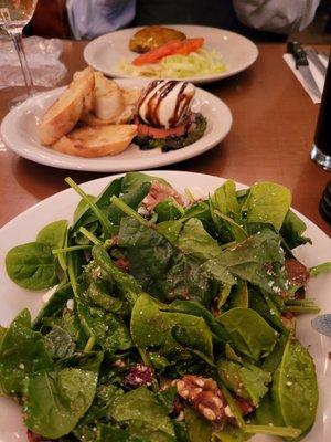 Buratta and Caesar salad with fresh bruschetta!!  YUM!!