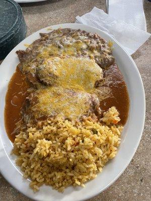 Chili Relleno (comes with two) dinner plate also came with two flour tortillas. Delicious!