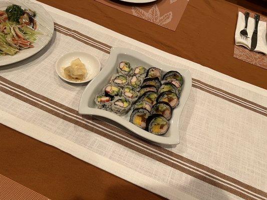 Futomaki x2 and Cali Roll replated