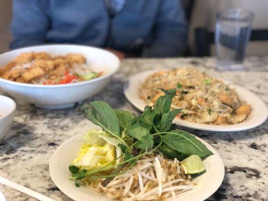 Pho garnish and tofu fried rice