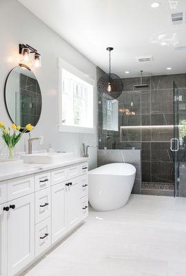 Master bath flooring and shower walls