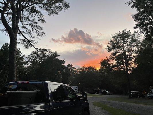 The sunset and little bit of the park