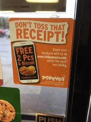 tellpopeyes.com survey incentive.