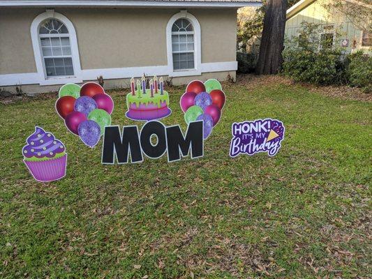 Small birthday sign shown can be customized many different ways