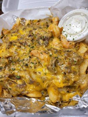 Steak and shrimp fries