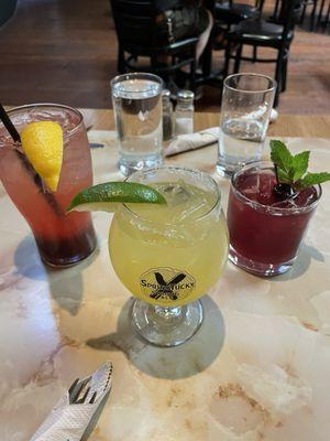 Spiked lemonade, spicy margarita, cherry smash