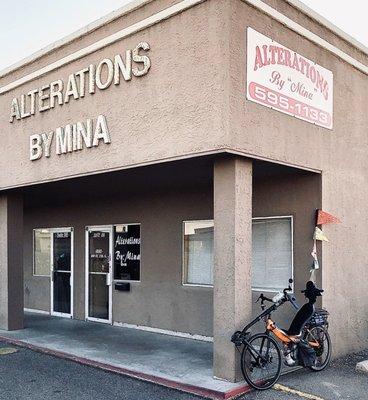 This is her shop with my eBikeKit-assisted CruzBike profiled beside it.