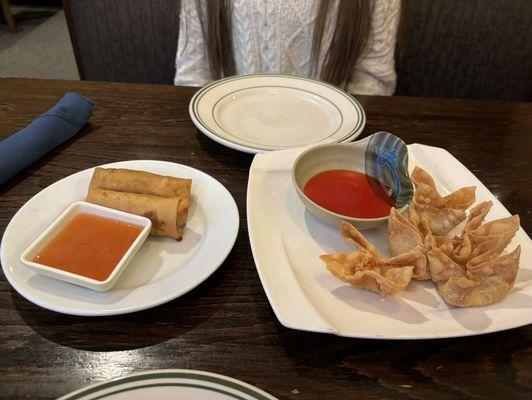 Spring rolls and crab Rangoon. So good.