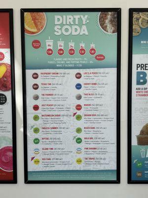 Menu for soda