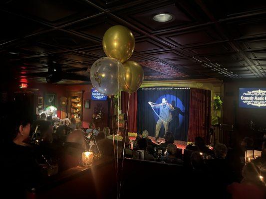 Ruben Vilagrand on stage NYE 2023 at Comedy Magic Cabaret