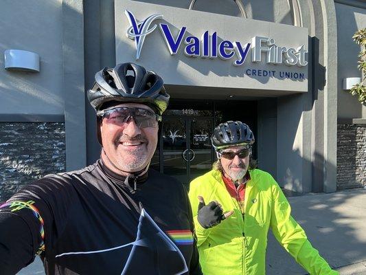 Me and Rocker in front of the J Street Branch.