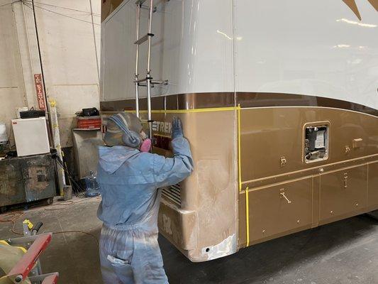 More sanding away at RV's