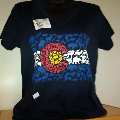 Colorado Caliber shirts, hoodies, and stickers available in 5 designs.