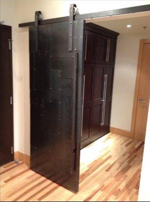 Barn door, blackened steel, handmade.