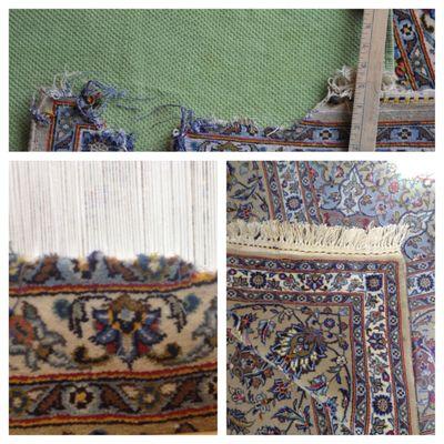 Persian rug was put back on loom to be brought back to original state.