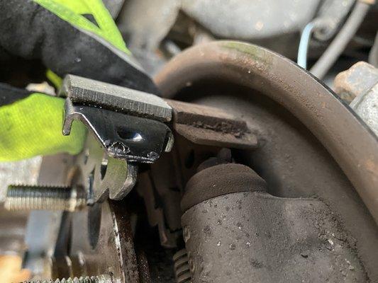 New brake lining compared to old existing