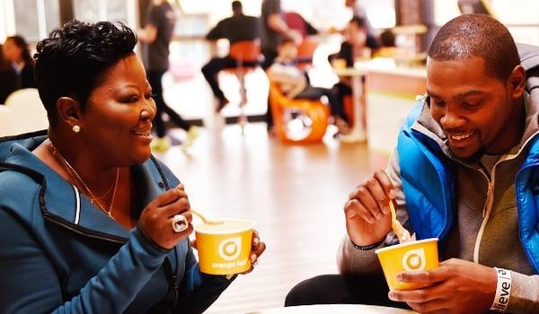 Kevin Durant with his mom enjoying the best froyo in the country!