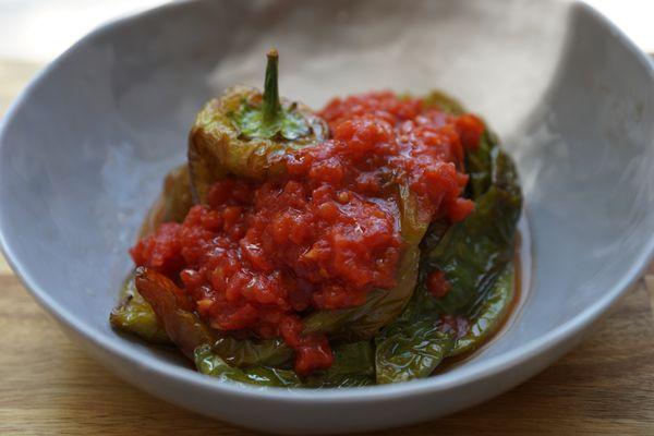 Pepper Fritters with homemade tomato sauce