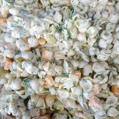 Dill pickle pasta salad