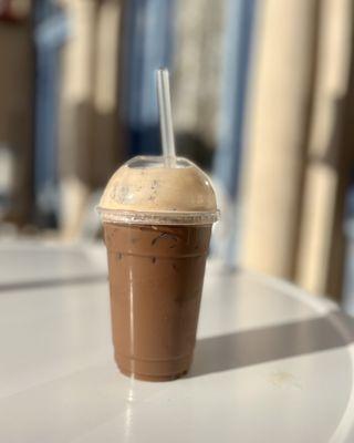 Enjoying a delicious iced mocha on the patio. Perfect pit stop on my morning walk.