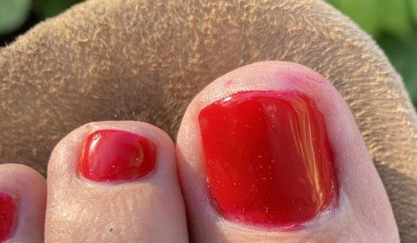 Right after a gel pedicure. Not so good.