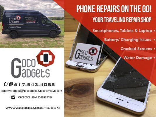 Goco Gadgets your traveling repair shop. Why wait somewhere to get your devices fix when we come right to you!