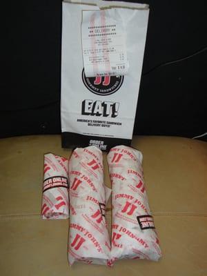 Delivery from Jimmy Johns Golden Location April 10th 2012