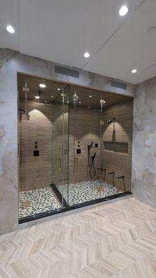 Huge steam shower doors