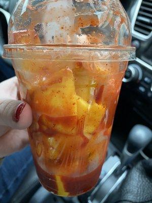 Mango in a cup w/ chamoy / lime and chile.