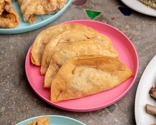 Crispy Tacos Dorados - stuffed with potato/cheese, potato/chorizo or sesos (pork brain)