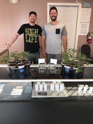 On the left is our lead grower, Rylan. On the right is one of our owners, Tyler.