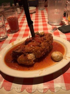 Veal and eggplant stuffed with sausage stuffing. So good!